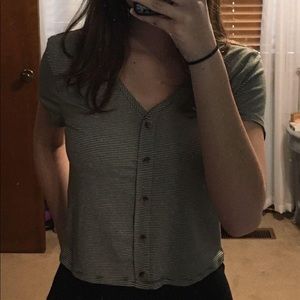 olive striped crop top